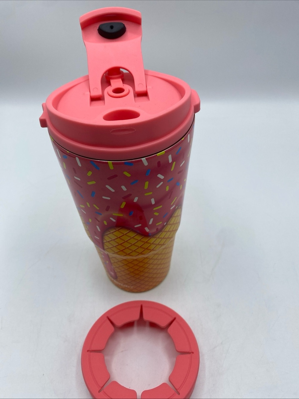 Pink Ice Cream Cone Travel Tumbler - Insulated Water Bottle
